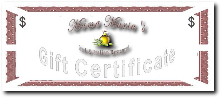Greek Food Italian Food Mama Maria's Gift Certificates in Greenville SC